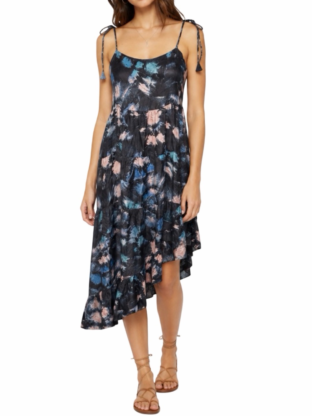 unsubscribed 100% Silk Asymmetrical Dress - Tie Dye - Size 4